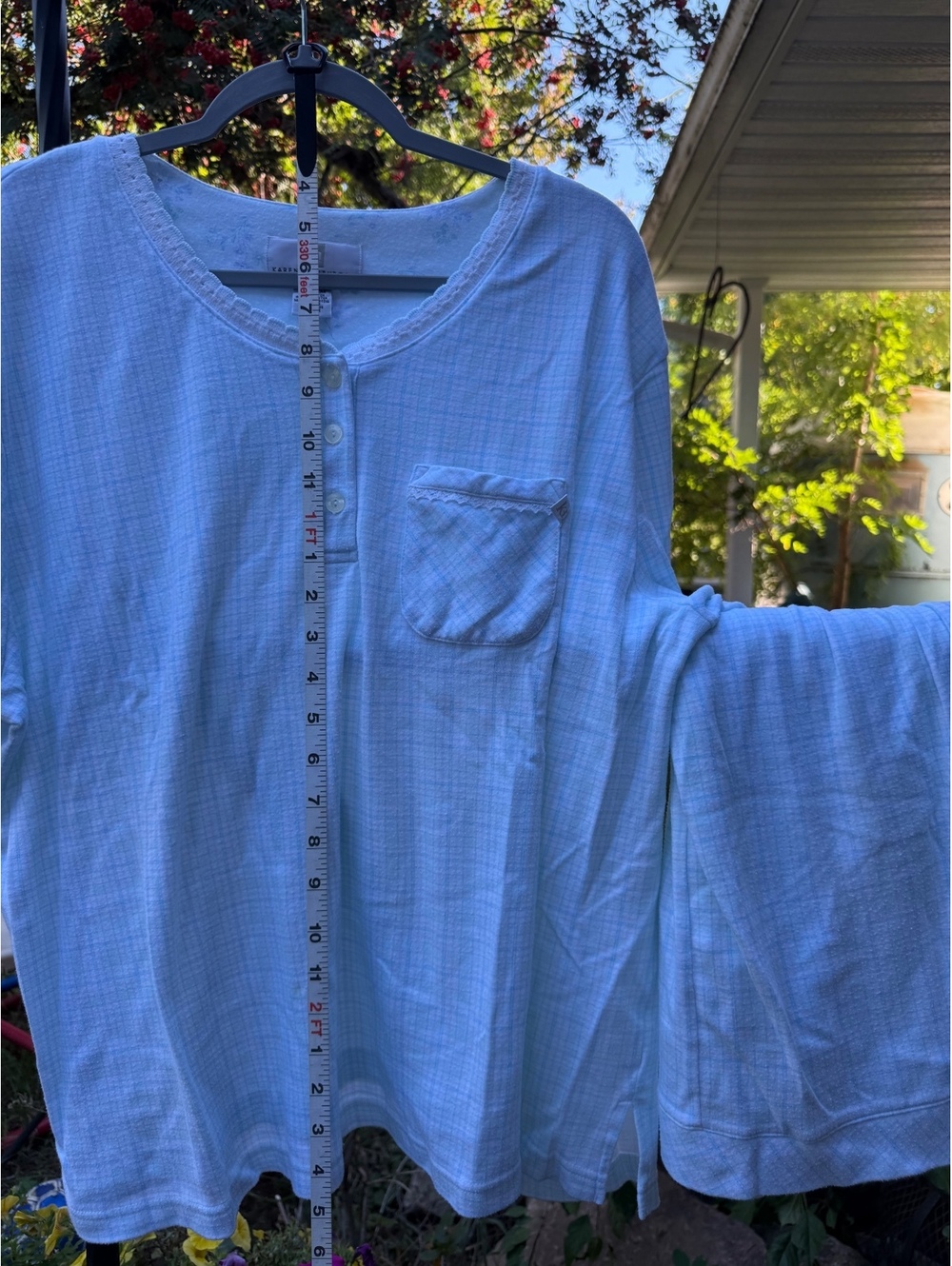 Karen Neuburger 2X Blue and White Cotton Polyester Sleepwear Set